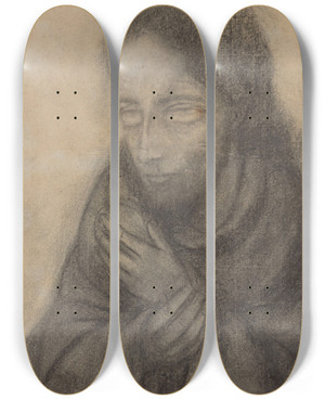 Triptych art skateboard deck of George Minne Christ by George Minne (1866-1941)