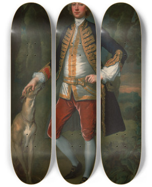 Triptych art skateboard deck of John Vanderbank John Dodd Of Swallowfield Berkshire by John Vanderbank (1694-1739)