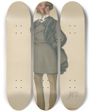 Triptych art skateboard deck of Carlo Pellegrini Politicians Westminster Sir Charles Russell 12 February 1878 by Carlo Pellegrini (1839-1889)