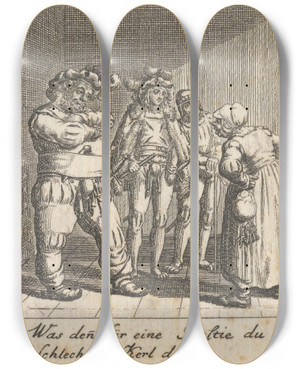 Triptych art skateboard deck of Daniel Nikolaus Chodowiecki Henry Iv Part I Act Iii Scene Iii_1 by Daniel Nikolaus Chodowiecki (1726-1801)