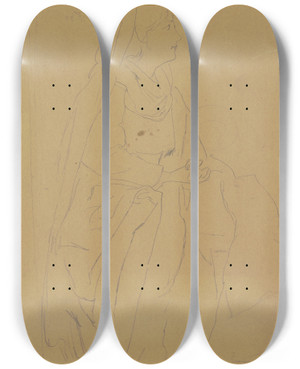 Triptych art skateboard deck of Hans Thoma Marienstudie Zur Flucht Nach Gypten by Hans Thoma (1839-1924)