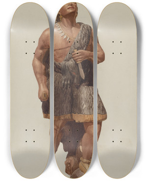 Triptych art skateboard deck of Ingrid Selmerlarsen Figurehead Indian by Ingrid Selmer-Larsen