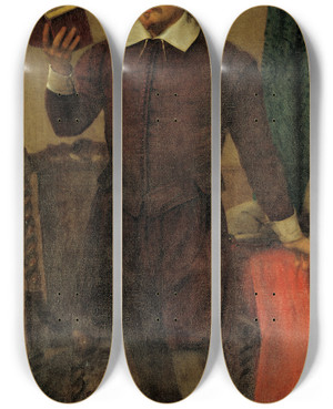 Triptych art skateboard deck of William Page Shakespeare Reading by William Page (1811-1885)