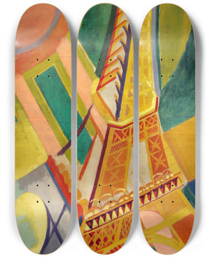 Triptych art skateboard deck of Robert Delaunay Tour Eiffel by Robert Delaunay (1885-1941) Triptych art skateboard deck of Robert Delaunay Tour Eiffel by Robert Delaunay (1885-1941)