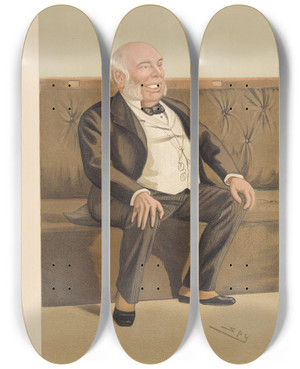 Triptych art skateboard deck of Leslie Matthew Ward Politicians First Lord Of The Treasury The Rt Hon William Henry Smith 12 November 1887 by Leslie Matthew Ward (1851-1922)