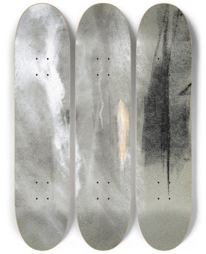 Triptych art skateboard deck of Willem Witsen Landschap In De Schemering by Willem Witsen (1860-1923)