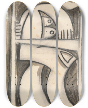 Triptych art skateboard deck of Henri Gaudierbrzeska Standing Female Figure by Henri Gaudier-Brzeska (1891-1915)