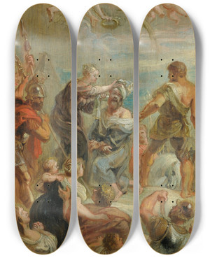 Triptych art skateboard deck of Peter Paul Rubens The Martyrdom Of Saint Paul by Peter Paul Rubens (1577-1640)