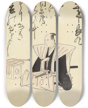 Triptych art skateboard deck of Utagawa Toyohiro A Collection Of Witty Poems On Michinoku Paper Pl25 by Utagawa Toyohiro (1733-1828)