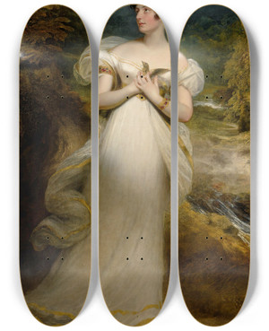 Triptych art skateboard deck of Sir William Beechey Portrait Of Miss Mary Payne by Sir William Beechey (1753-1839)