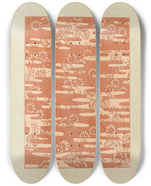 Triptych art skateboard deck of Nakayasu Shinzabur Shin Zuan Pl10 by Nakayasu Shinzaburo (1892)