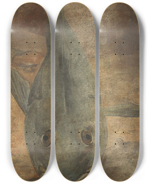 Triptych art skateboard deck of Willem Witsen Vis Van Voren Gezien by Willem Witsen (1860-1923)