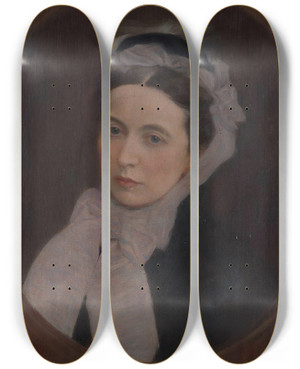 Triptych art skateboard deck of Gustav Klimt Dame Mit Lila Schal by Gustav Klimt (1862-1918)