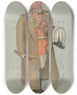 Triptych art skateboard deck of Leslie Matthew Ward Military And Navy Chelsea Hospital Field Marshal Sir Henry Wylie Norman June 25 1903 by Leslie Matthew Ward (1851-1922)