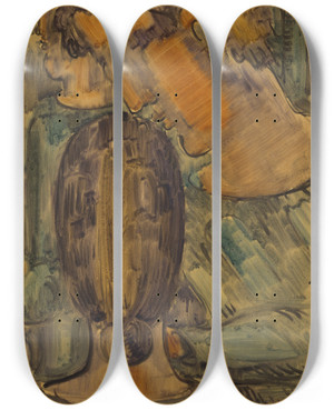 Triptych art skateboard deck of Oskar Schlemmer Group Of Four With Diagonal Profile by Oskar Schlemmer (1888-1943)