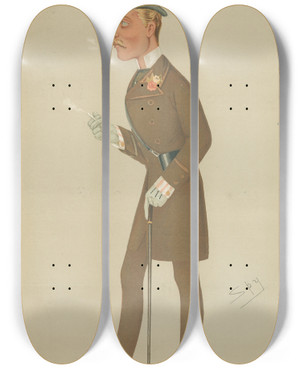 Triptych art skateboard deck of Leslie Matthew Ward Royalty A Future Commanderinchief Hrh The Duke Of Connaught June 17 1876 by Leslie Matthew Ward (1851-1922)