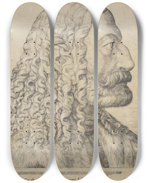 Triptych art skateboard deck of Melchior Lorck Albrecht Drer by Melchior Lorck (1526-1583)