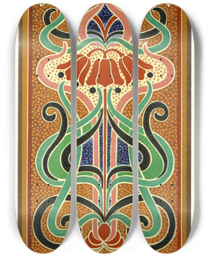 Triptych art skateboard deck of James Ward Design Showing Analysis Of Colour In A Peacocks Plumage by James Ward (1851-1924)