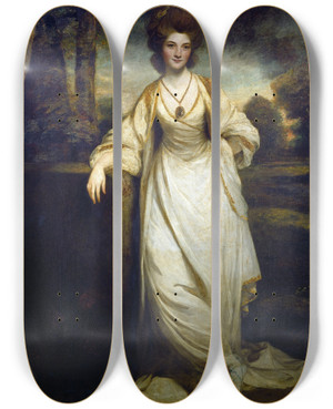 Triptych art skateboard deck of Sir Joshua Reynolds Lady Elizabeth Compton by Sir Joshua Reynolds (1723-1792)