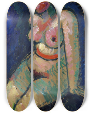 Triptych art skateboard deck of Alexej Von Jawlensky Seated Female Nude by Alexej Von Jawlensky (1864-1941)