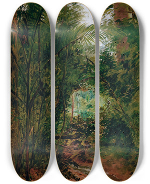 Triptych art skateboard deck of Almeida Jnior Landscape At The Rio Das Pedras by Almeida Junior (1850-1899)