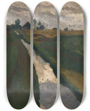 Triptych art skateboard deck of Paula Modersohnbecker Moorkanal by Paula Modersohn-Becker (1876-1907)