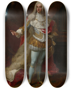 Triptych art skateboard deck of Martin Van Meytens Vittorio Amedeo Ii In Maest by Martin Van Meytens (1695-1770)