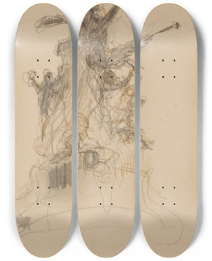 Triptych art skateboard deck of Georges Hugo Le Monument by Georges Hugo (1868-1925)