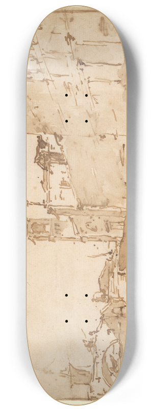 Francesco Guardi - A Venetian Capriccio; A Rio Leading to a Bridge 8.25 inch art skate deck