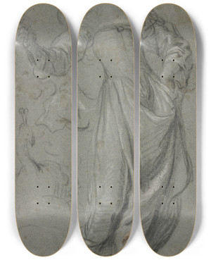 Triptych art skateboard deck of Jacob Adriaensz Backer Juno by Jacob Adriaensz Backer (1609-1651)