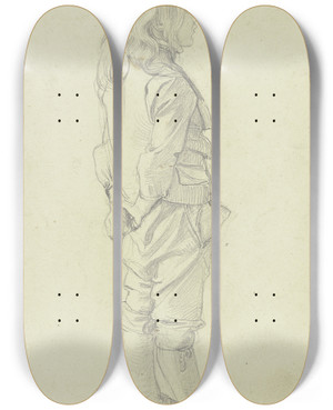 Triptych art skateboard deck of Jakob Becker Kleiner Junge Ganzfigur Im Profil Nach Rechts by Jakob Becker (1810-1872)