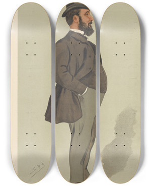 Triptych art skateboard deck of Leslie Matthew Ward Politicians A Liberal Imperialist The Rt Hon Sir Edward Grey February 5 1903 by Leslie Matthew Ward (1851-1922)