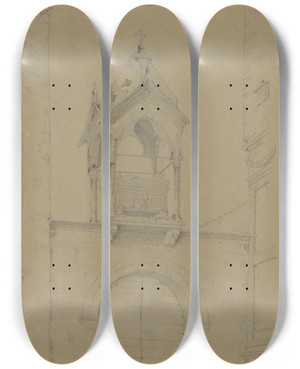 Triptych art skateboard deck of Friedrich Wilhelm Ludwig S Pietro Martire In Verona by Friedrich Wilhelm Ludwig (1828)