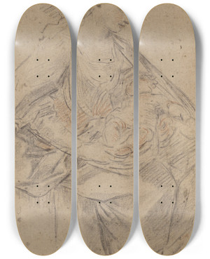 Triptych art skateboard deck of Guido Reni Nativity by Guido Reni (1575-1642)