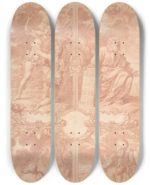 Triptych art skateboard deck of Paul Decker The Younger Four Scenes From The Old Testament by Paul Decker the Younger (1685-1742)