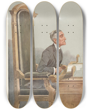 Triptych art skateboard deck of Leslie Matthew Ward Legal Worship Street Hc Biron March 27 1907 by Leslie Matthew Ward (1851-1922) Triptych art skateboard deck of Leslie Matthew Ward Legal Worship Street Hc Biron March 27 1907 by Leslie Matthew Ward (1851-1922)