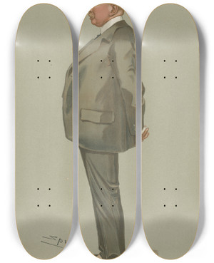 Triptych art skateboard deck of Leslie Matthew Ward Railway Officials Gwr Sir Joseph Loftus Wilkinson November 20 1902 by Leslie Matthew Ward (1851-1922)