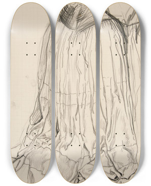 Triptych art skateboard deck of Edwin Austin Abbey Drapery Study For Galahad Departs In The Quest Of The Holy Grail Mural Series At Boston Publiclibrary by Edwin Austin Abbey (1852-1911)