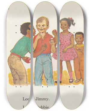 Triptych art skateboard deck of Ruth Ives Laugh With Larry Pl4 by Ruth Ives (1914)
