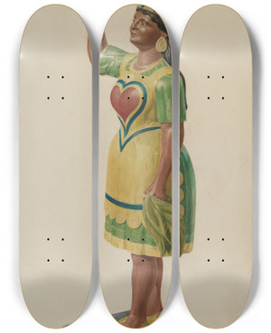 Triptych art skateboard deck of Samuel Philpot Cigar Store Indian by Samuel Philpot