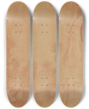 Triptych art skateboard deck of James Ensor Dansers En Muzikanten by James Ensor (1860-1949)