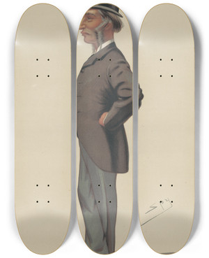 Triptych art skateboard deck of Leslie Matthew Ward Legal The Solicitorgeneral Farrer Herschell March 19 1881 by Leslie Matthew Ward (1851-1922)