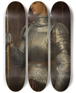 Triptych art skateboard deck of George Frederic Watts Joan Of Arc by George Frederic Watts (1817-1904)