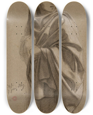 Triptych art skateboard deck of Jeanachille Benouville Femme Debout Drape by Jean-Achille Benouville (1815-1891)