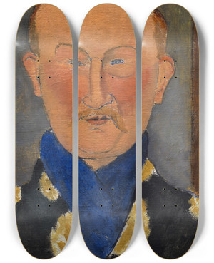 Triptych art skateboard deck of Amedeo Modigliani Lon Bakst by Amedeo Modigliani (1884-1920)