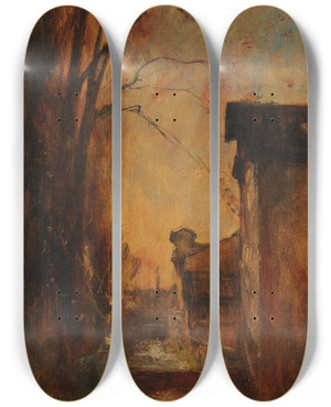 Triptych art skateboard deck of Franoisauguste Ravier Alle Des Tilleuls Crmieu by Franois-Auguste Ravier (1814-1895)
