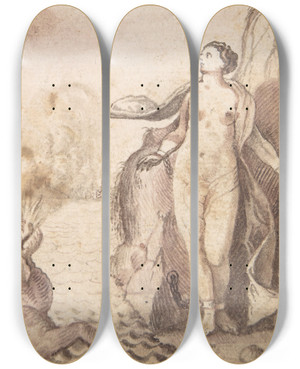 Triptych art skateboard deck of Circle Of Gotthard Ringgli Perseus And Andromeda by Circle Of Gotthard Ringgli (1575-1635)