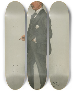 Triptych art skateboard deck of Leslie Matthew Ward Yachting Devotees Knight Of Kerry Sir Maurice Fitzgerald August 8 1901 by Leslie Matthew Ward (1851-1922)
