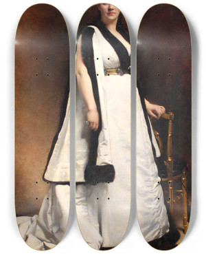 Triptych art skateboard deck of Lon Bonnat Madame Pasca by Leon Bonnat (1833-1922)