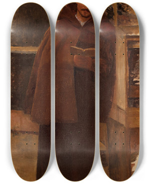 Triptych art skateboard deck of Eliseu Visconti A Leitura by Eliseu Visconti (1866-1944)